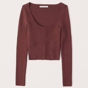 Abercrombie & Fitch Ribbed Scoop Neck Corset Detail Sweater